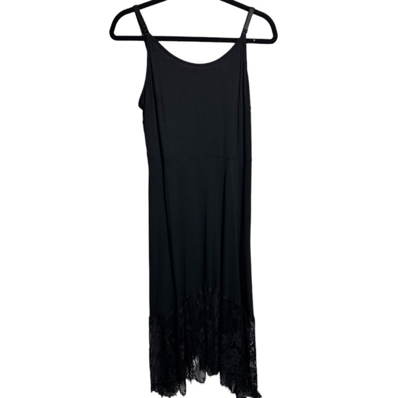 Bloomchic Black Flowey Lace Bottom Spaghetti Strap Black Dress Goth Vibe Size 14 - Picture 1 of 11